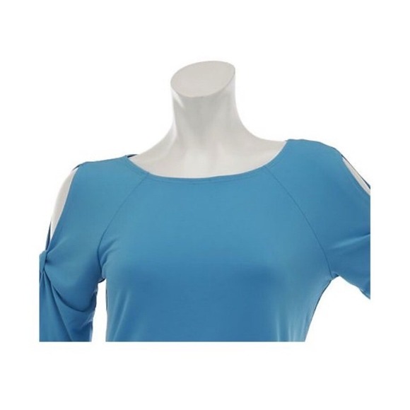 Susan Graver Liquid Knit Bateau Neck 3/4 Split  Sleeve Top A231769 Size 3X - Picture 9 of 9